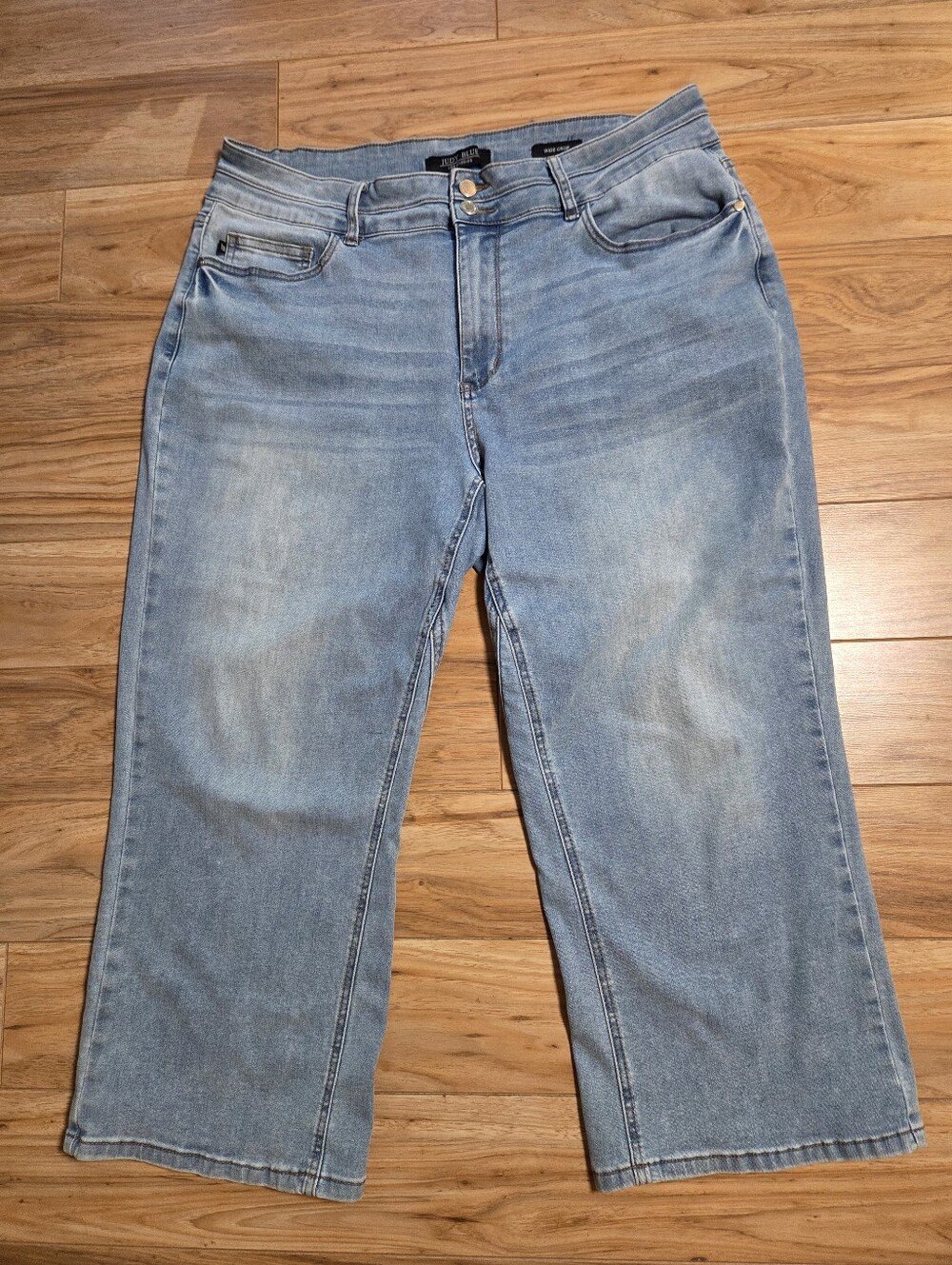 Judy Blue Wide Leg Crop Jeans Womens 20W Light Blue Stretch Denim